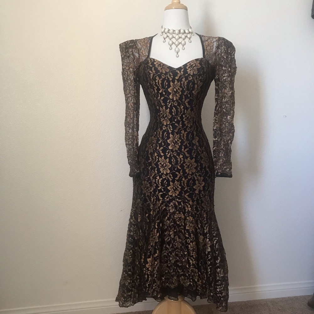 Beautiful Vintage Elegant mermaid dress black and copper